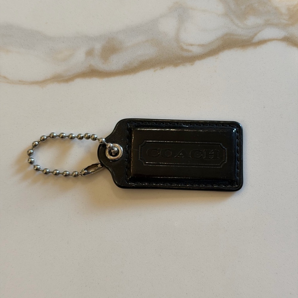 Coach Y2K Black Leather Hangtag Keychain